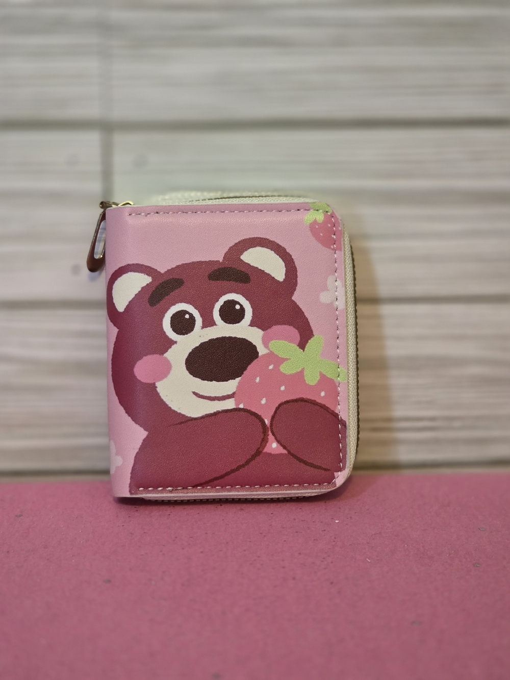 Strawberry Bear Zip-Around Wallet Womens